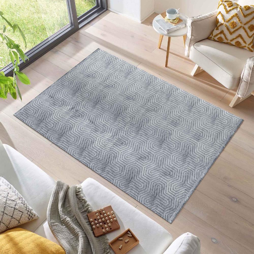 deco tapis Tapis Aspect Viscose à Relief Géométrique