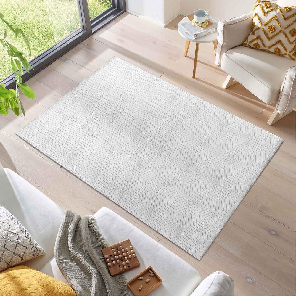 deco tapis Tapis Aspect Viscose à Relief Géométrique