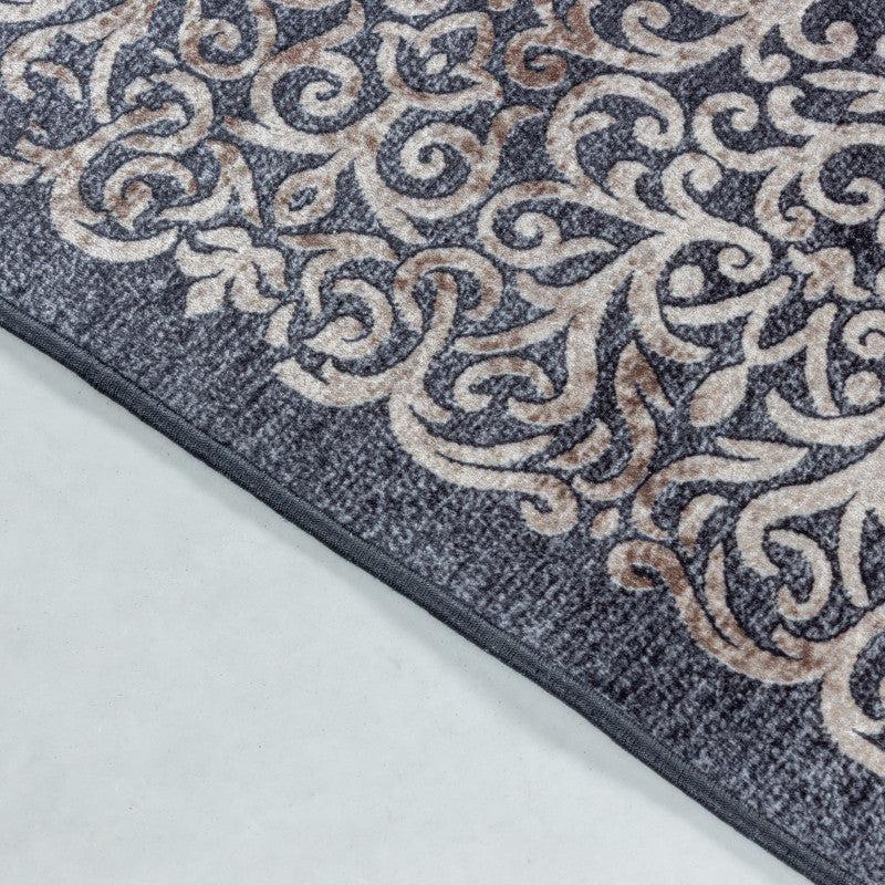 Deco Tapis Tapis Baroque Noir Et Beige Lavable En Machine