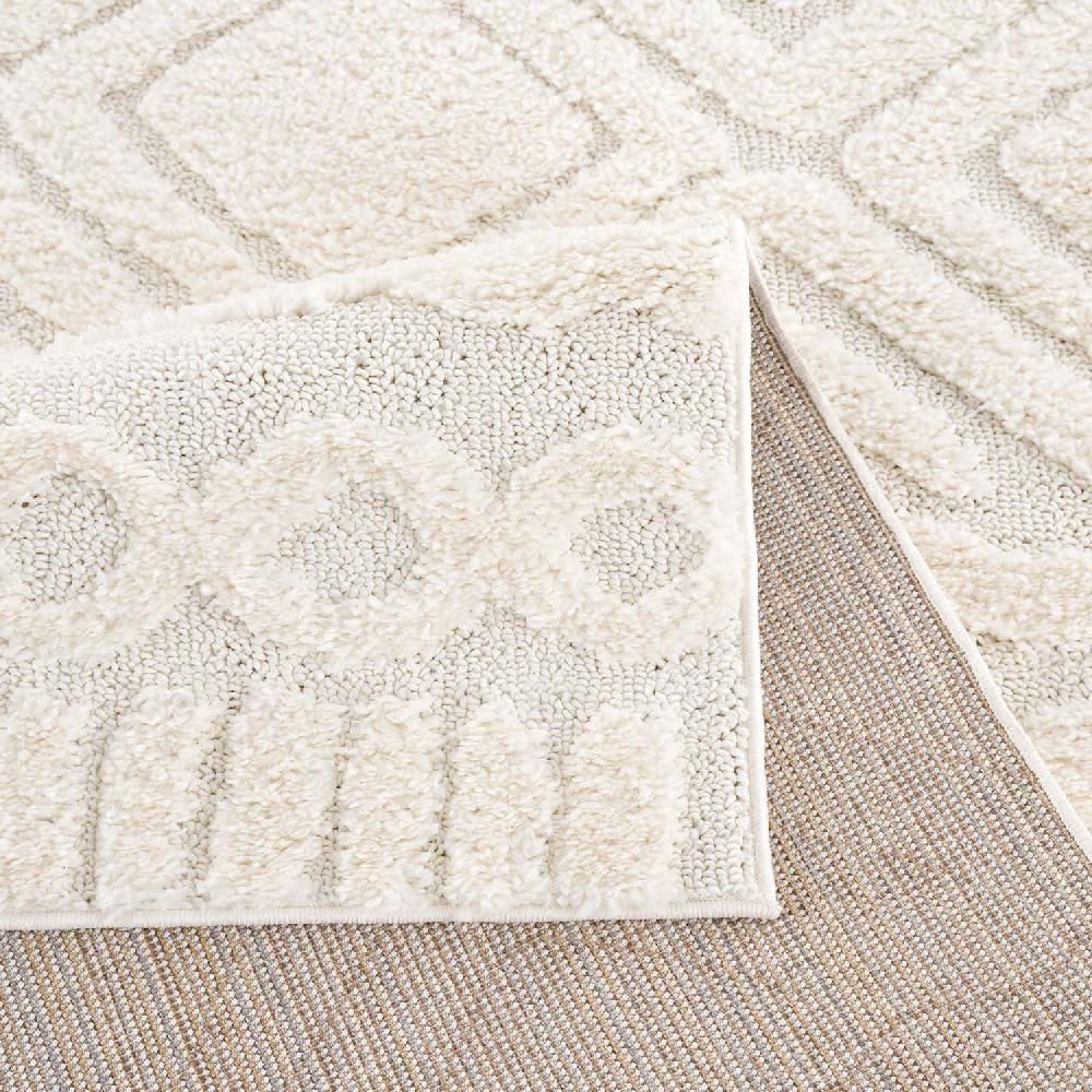 Deco Tapis Tapis Bohème à Poils Longs Et Relief Crème