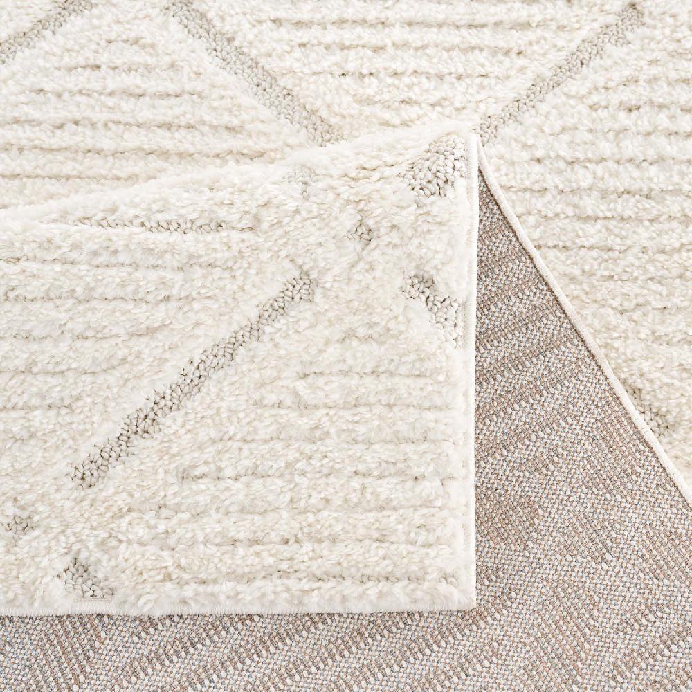 Deco Tapis Tapis Bohème à Poils Longs Et Relief Crème