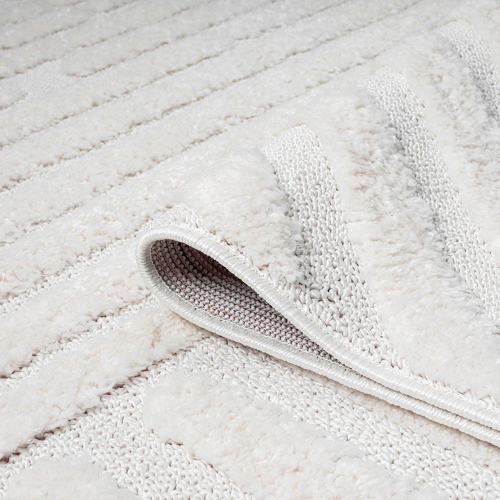 Deco Tapis Tapis Bohème à Poils Longs Et Relief Crème