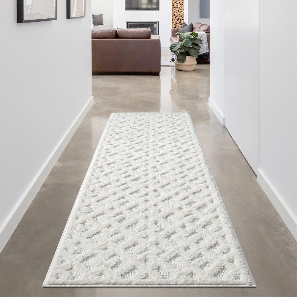 Deco Tapis Tapis Bohème à Poils Longs Et Relief Crème