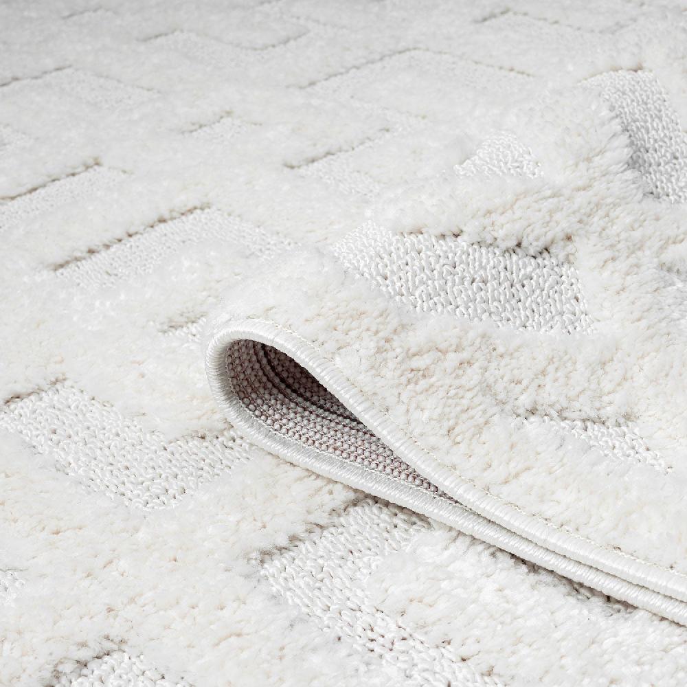 Deco Tapis Tapis Bohème à Poils Longs Et Relief Crème