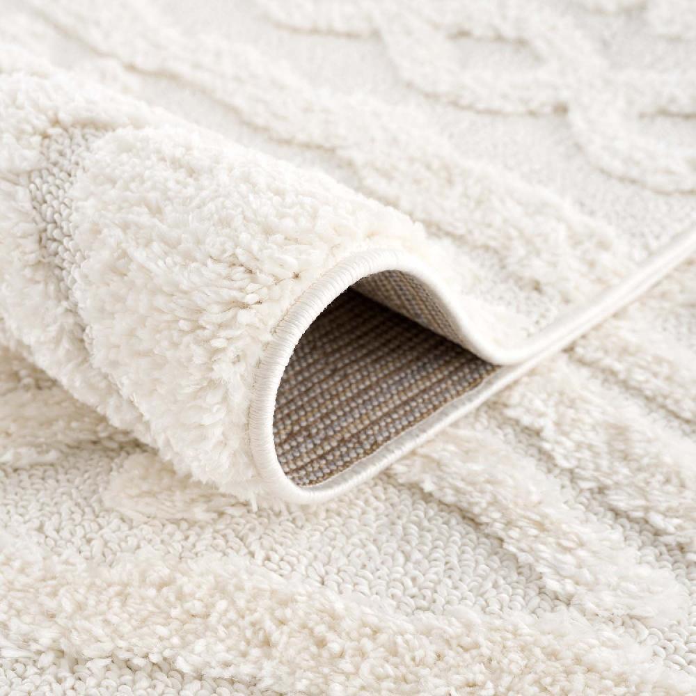 Deco Tapis Tapis Bohème à Poils Longs Et Relief Crème