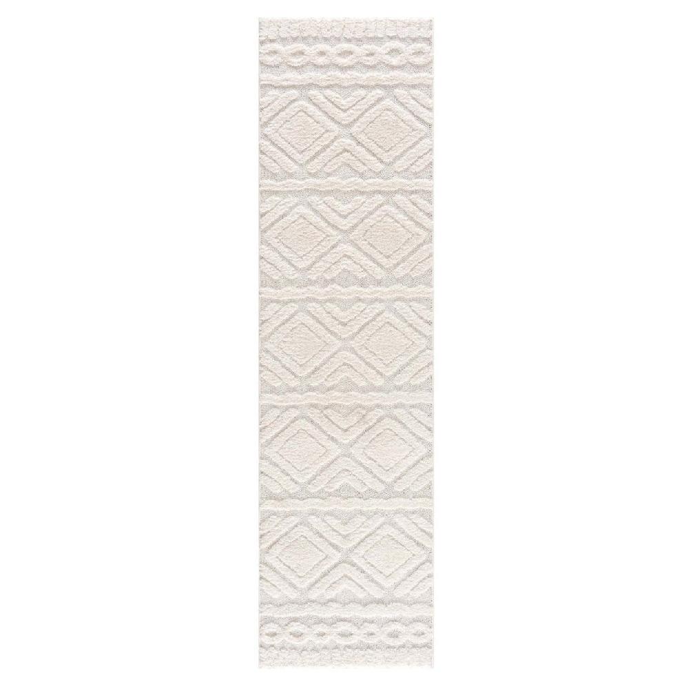 deco tapis Tapis Bohème à poils longs et relief crème
