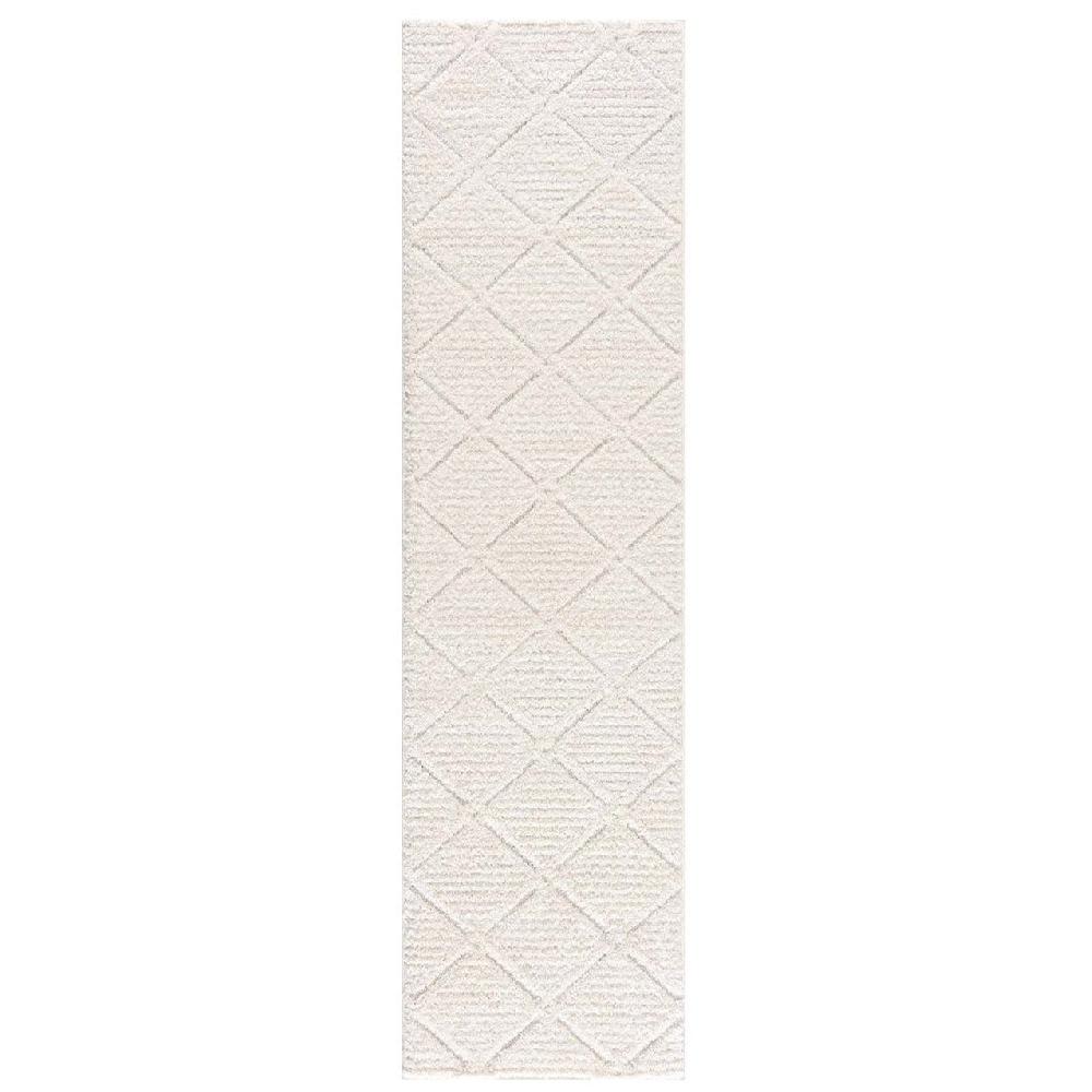 deco tapis Tapis Bohème à poils longs et relief crème