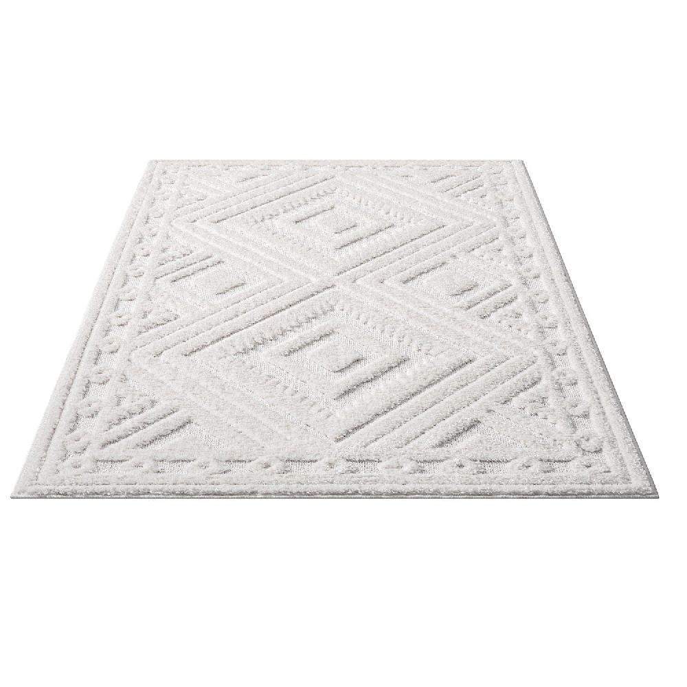 Deco Tapis Tapis Bohème à Poils Longs Et Relief Crème