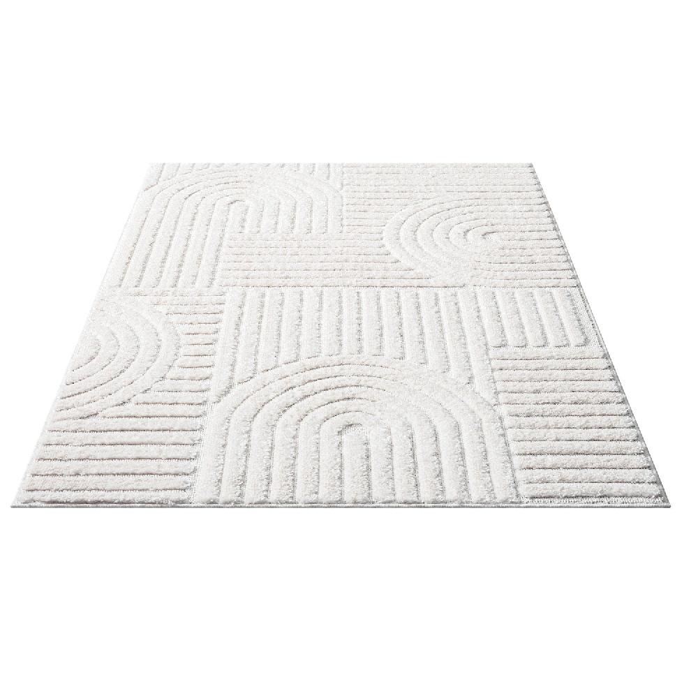 Deco Tapis Tapis Bohème à Poils Longs Et Relief Crème