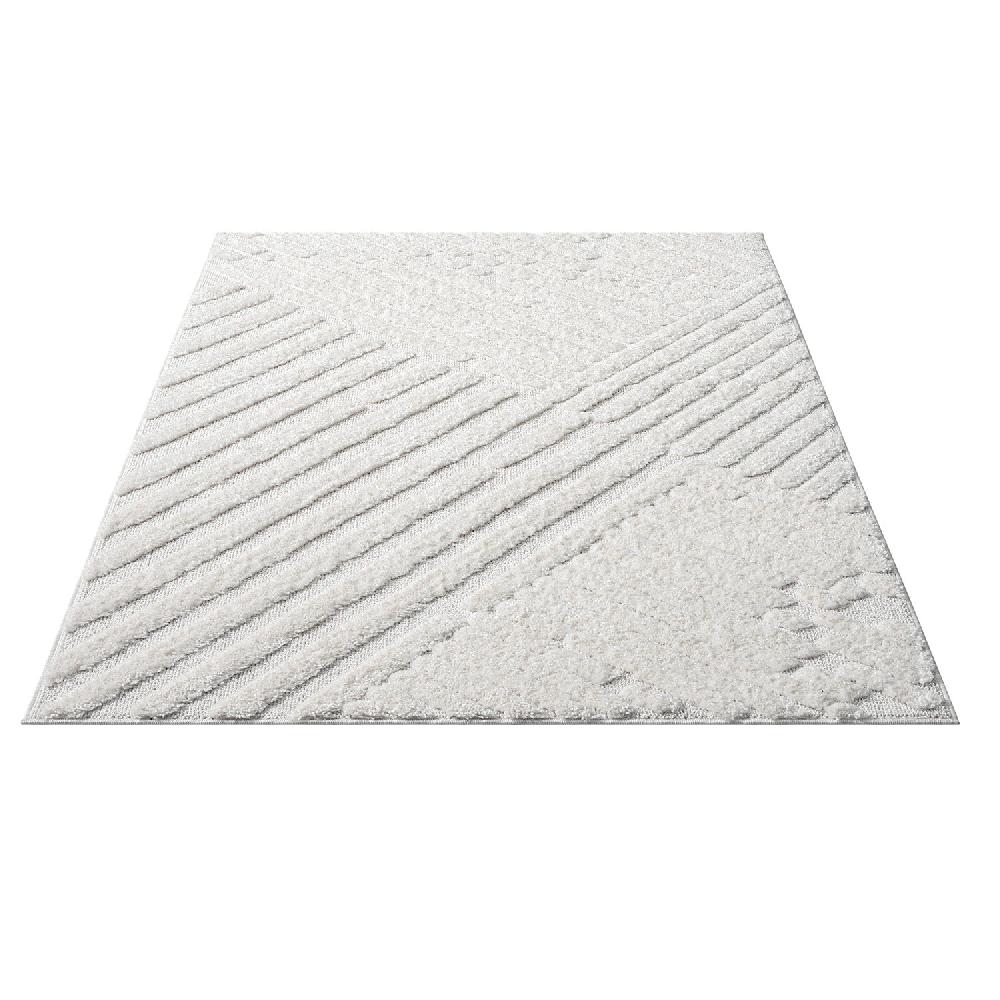 Deco Tapis Tapis Bohème à Poils Longs Et Relief Crème