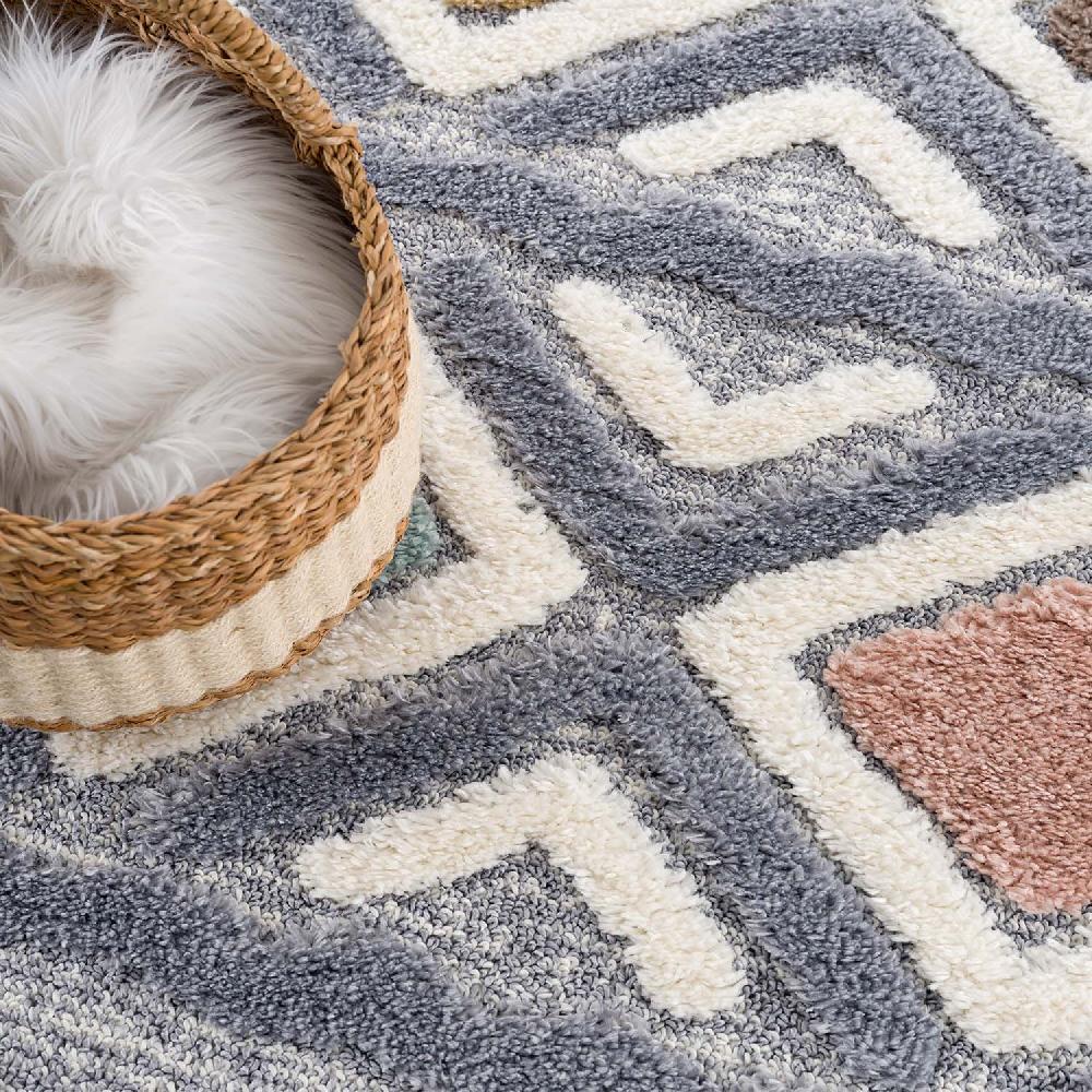 Deco Tapis Tapis Bohème à Poils Longs Et Relief Multicolore
