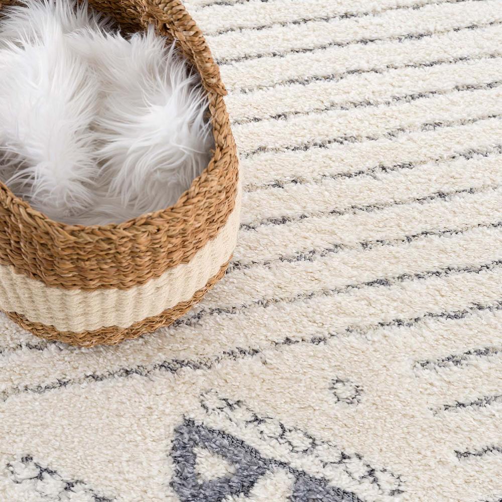 Deco Tapis Tapis Bohème à Poils Longs Et Relief Multicolore