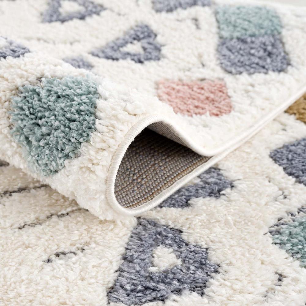Deco Tapis Tapis Bohème à Poils Longs Et Relief Multicolore