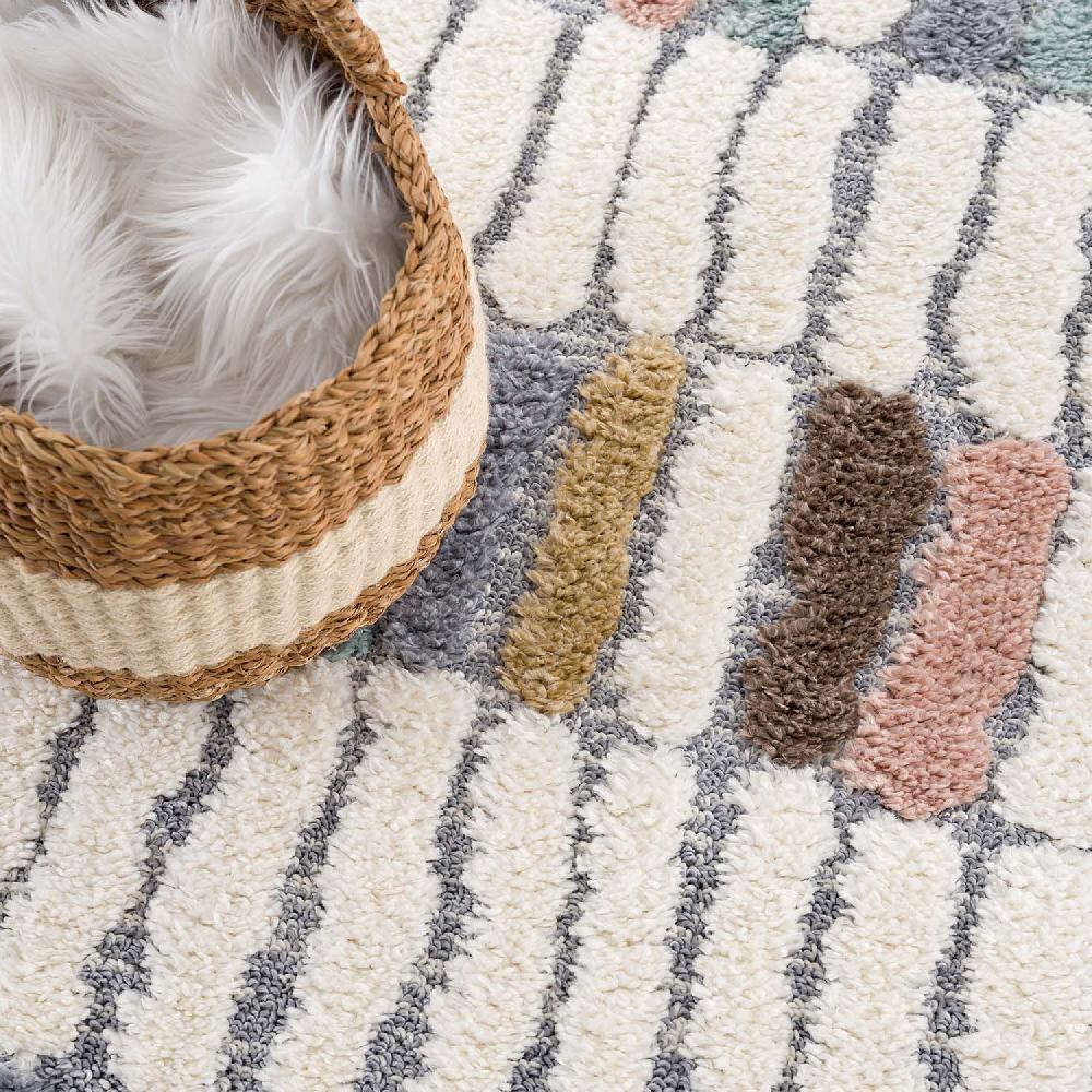 Deco Tapis Tapis Bohème à Poils Longs Et Relief Multicolore