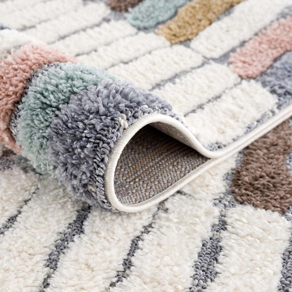 Deco Tapis Tapis Bohème à Poils Longs Et Relief Multicolore