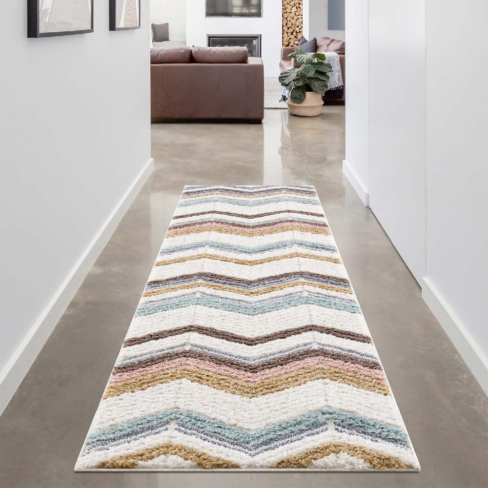 Deco Tapis Tapis Bohème à Poils Longs Et Relief Multicolore