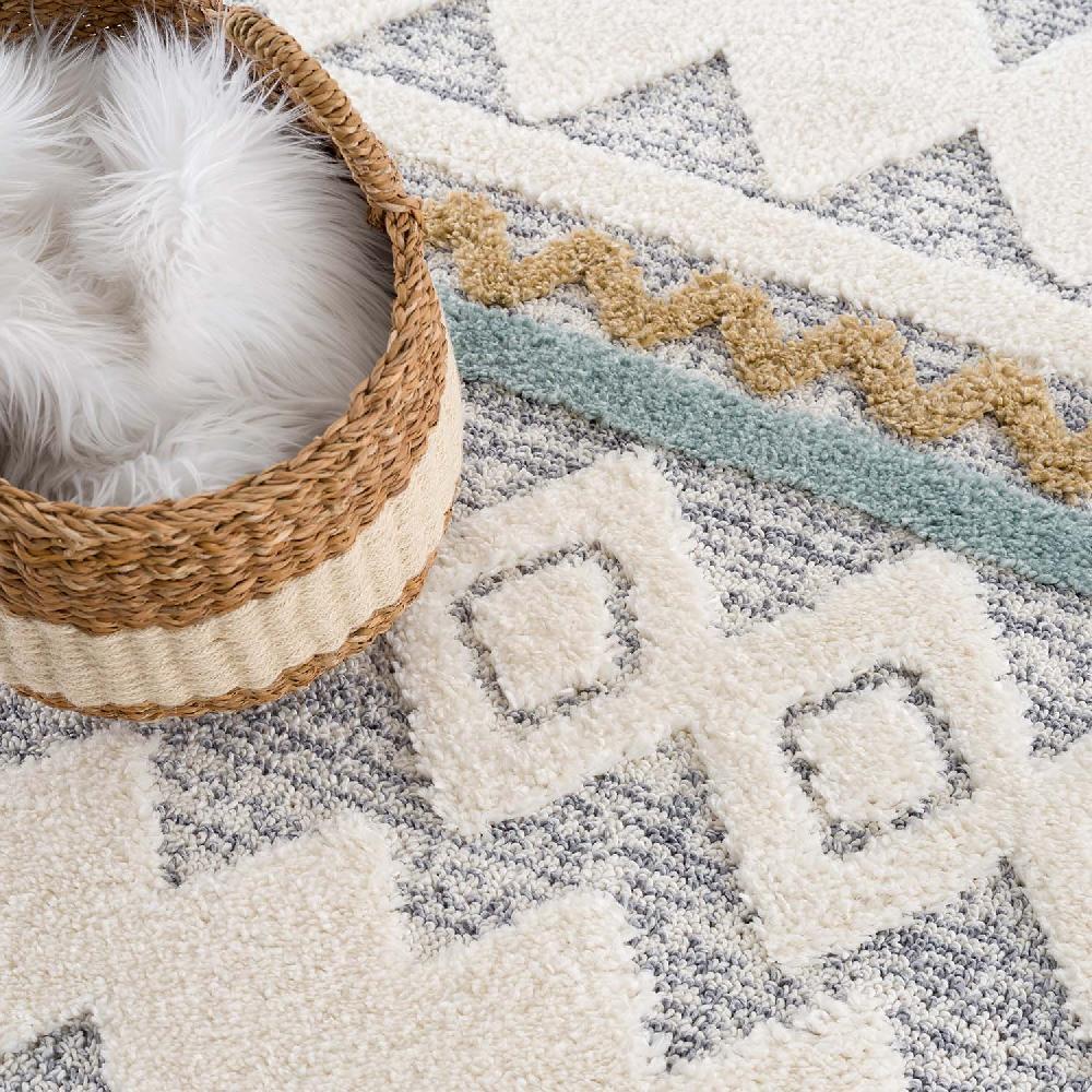 Deco Tapis Tapis Bohème à Poils Longs Et Relief Multicolore