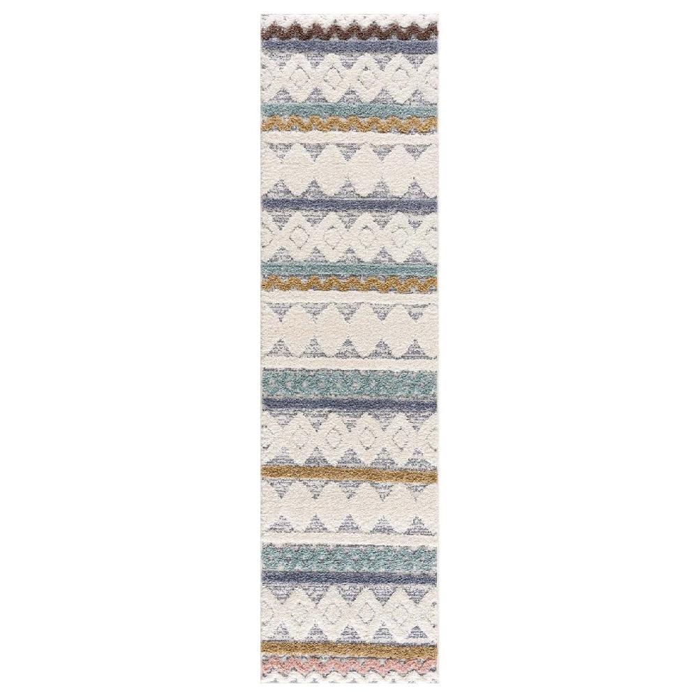 deco tapis Tapis Bohème à poils longs et relief Multicolore