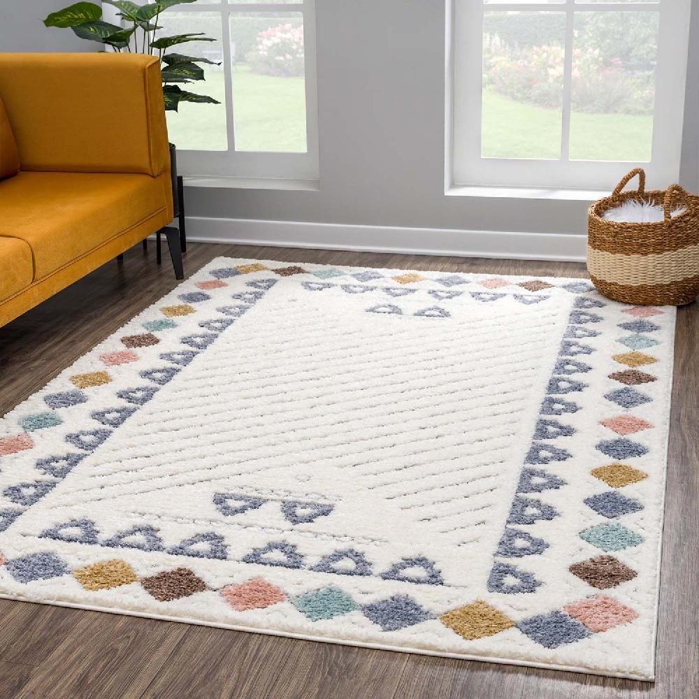 deco tapis Tapis Bohème à poils longs et relief Multicolore