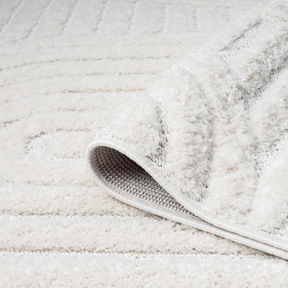 Deco Tapis Tapis Bohème Rond à Poils Longs Et Relief Crème