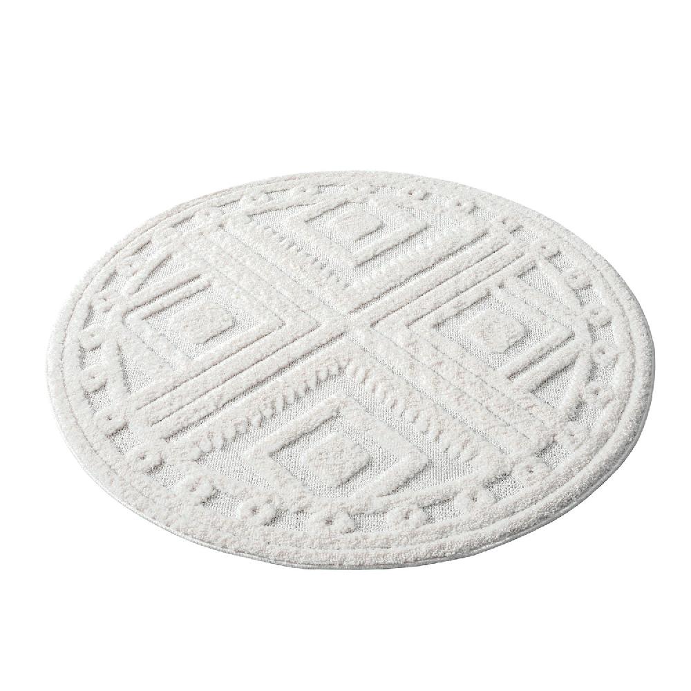 Deco Tapis Tapis Bohème Rond à Poils Longs Et Relief Crème