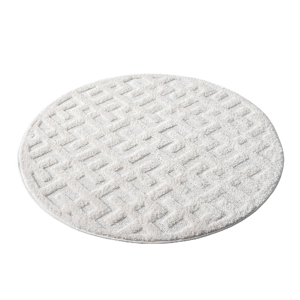 Deco Tapis Tapis Bohème Rond à Poils Longs Et Relief Crème