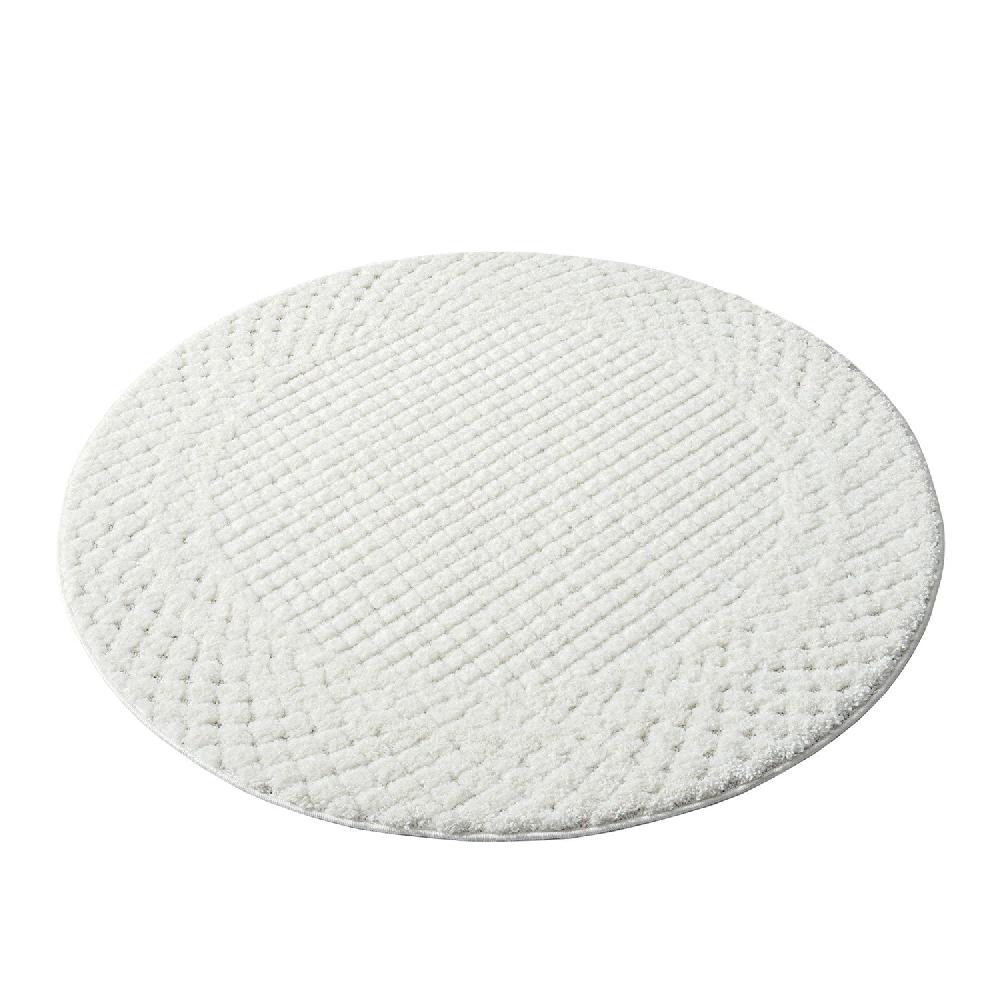 Deco Tapis Tapis Bohème Rond à Poils Longs Et Relief Crème