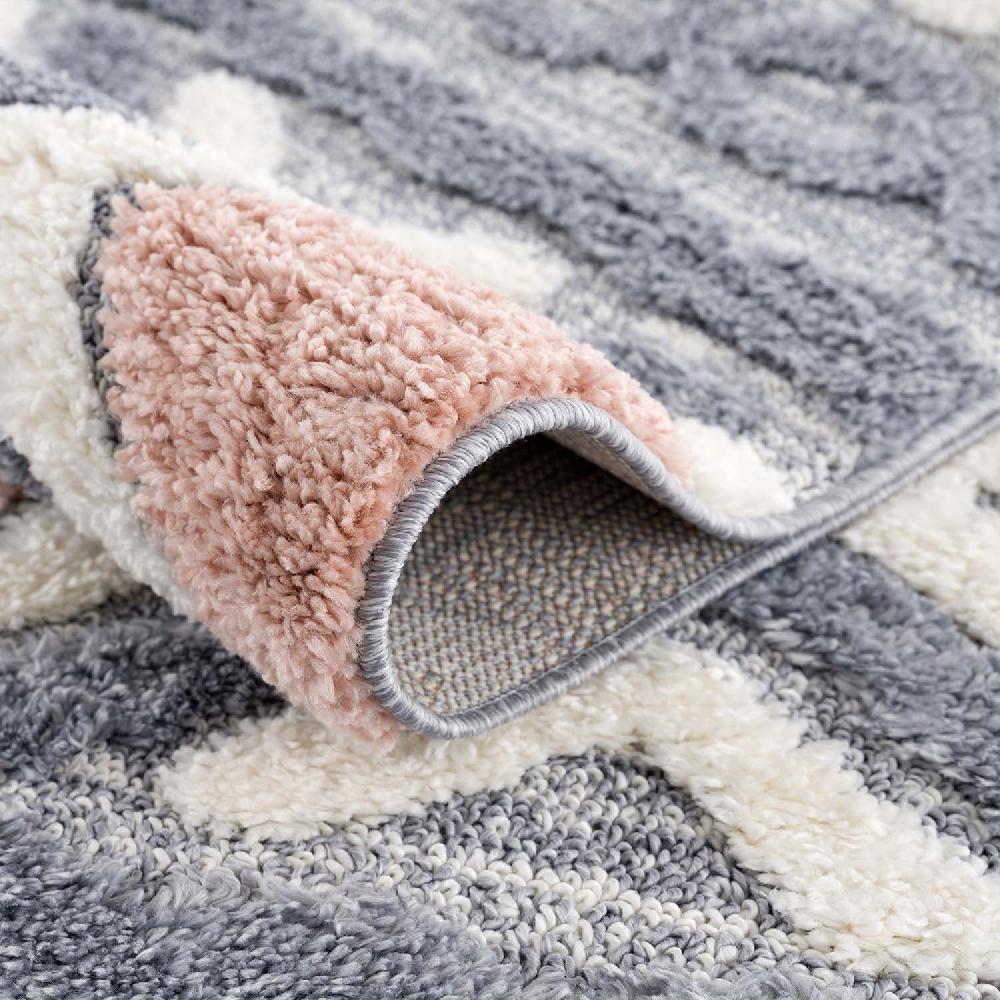 Deco Tapis Tapis Bohème Rond à Poils Longs Et Relief Multicolore