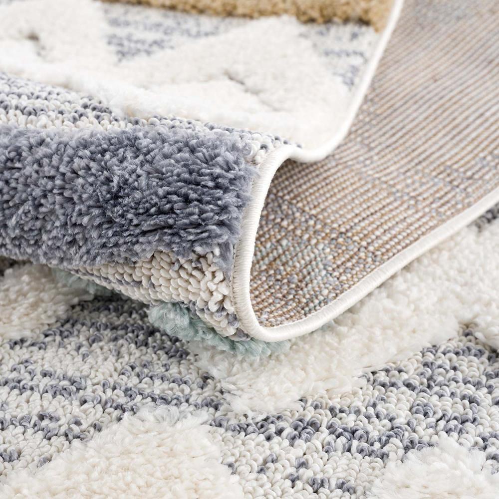 Deco Tapis Tapis Bohème Rond à Poils Longs Et Relief Multicolore