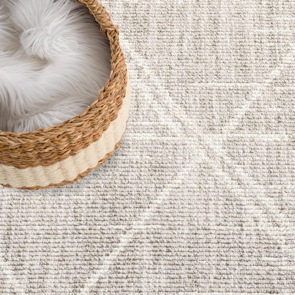 Deco Tapis Tapis Boho Berbère Laineux à Franges Beige
