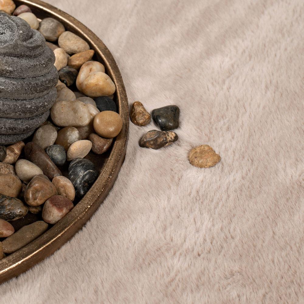 Deco Tapis Tapis De Fourrure Rond Velours Beige Taupe