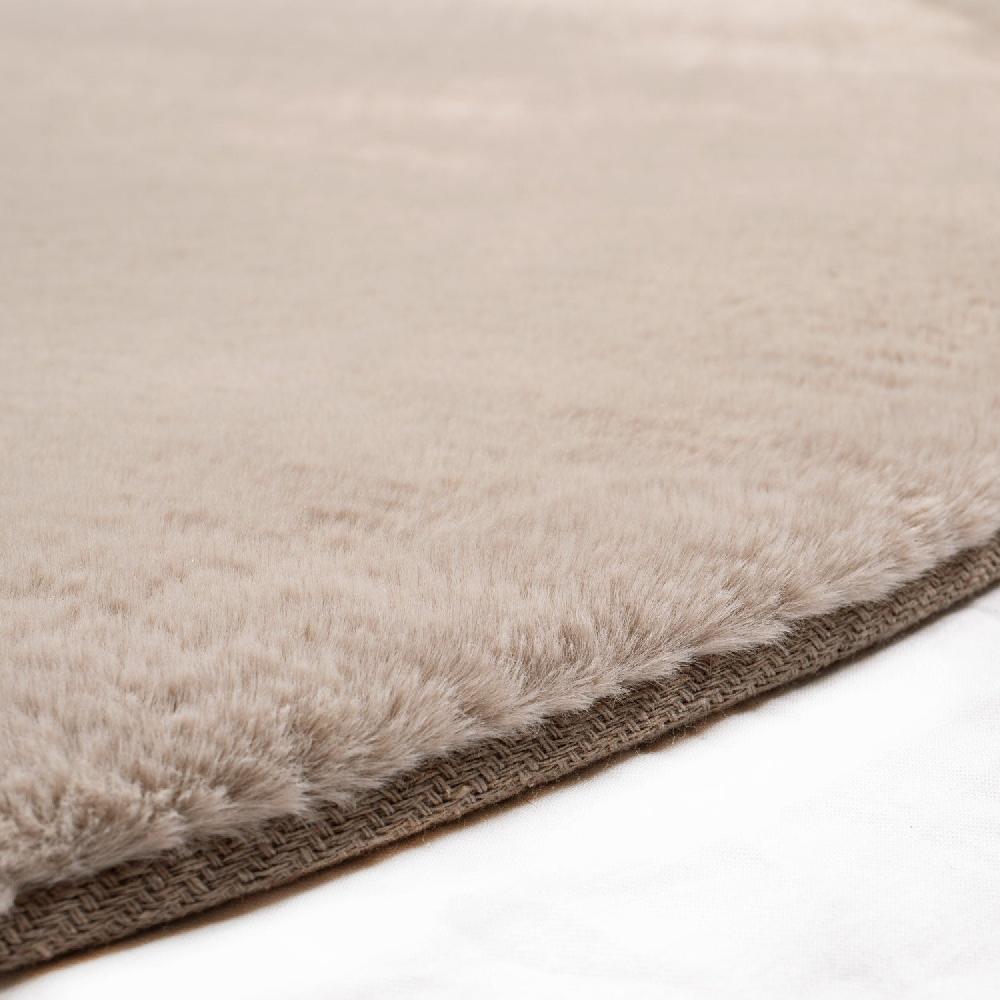 Deco Tapis Tapis De Fourrure Rond Velours Beige Taupe