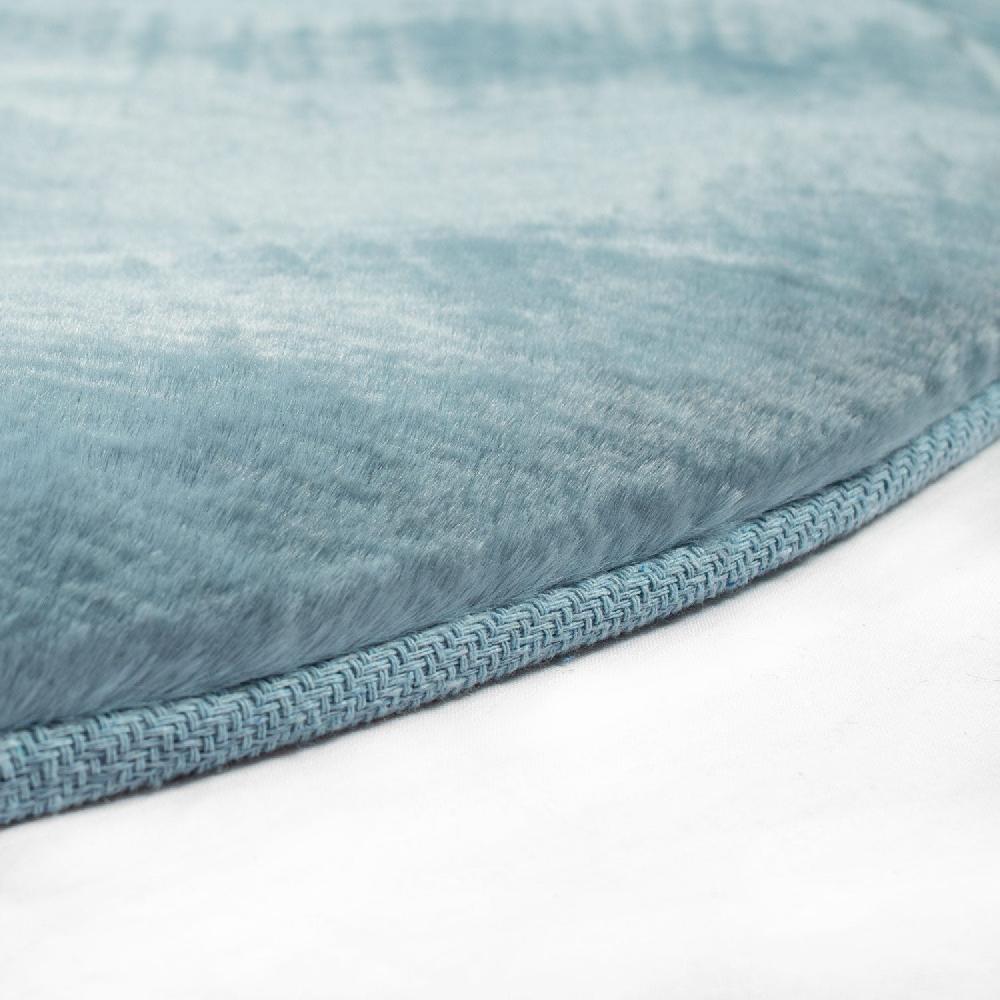 Deco Tapis Tapis De Fourrure Rond Velours Bleu Canard