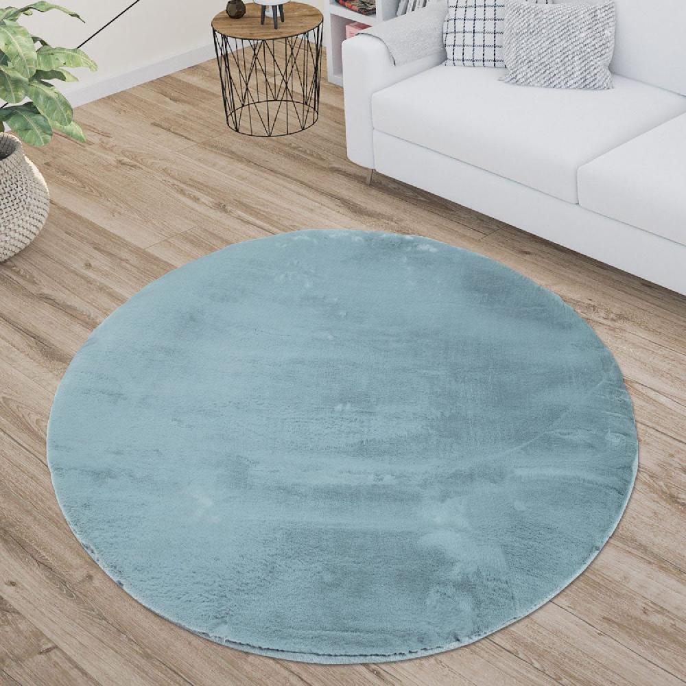 deco tapis Tapis de Fourrure Rond Velours Bleu Canard