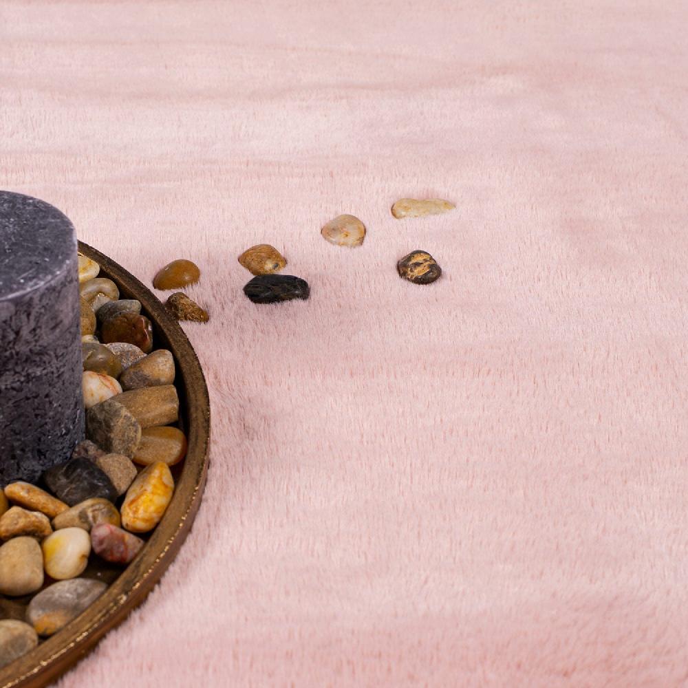 Deco Tapis Tapis De Fourrure Rond Velours Rose Poudré