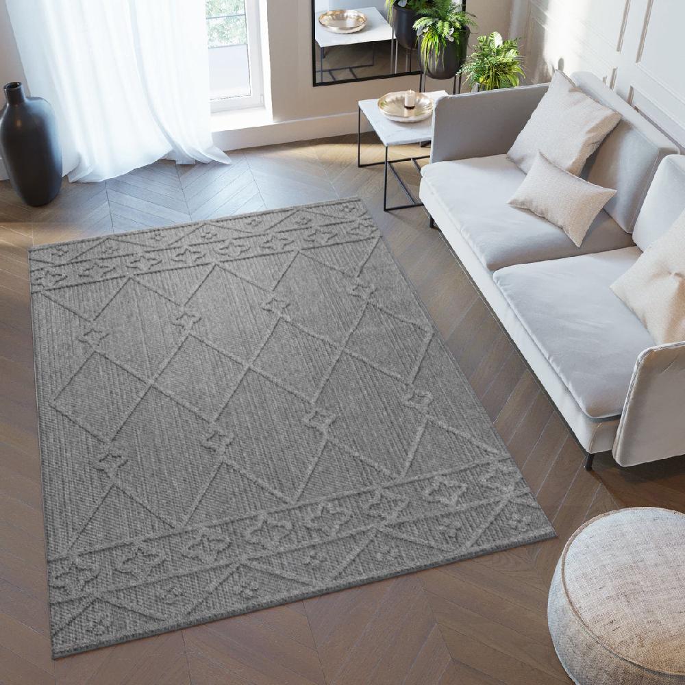 Deco Tapis Tapis Effet Jute Naturel à Relief Géométrique