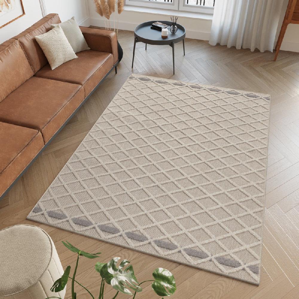 Deco Tapis Tapis Effet Jute Naturel à Relief Stries