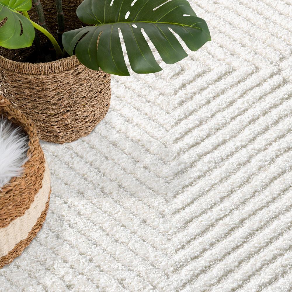 Deco Tapis Tapis EMY Rond à Motifs Géométrique En Relief