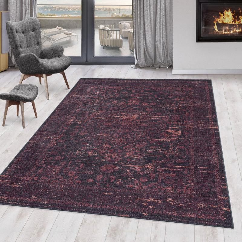 deco tapis Tapis Kilim Noir et Violet lavable en machine