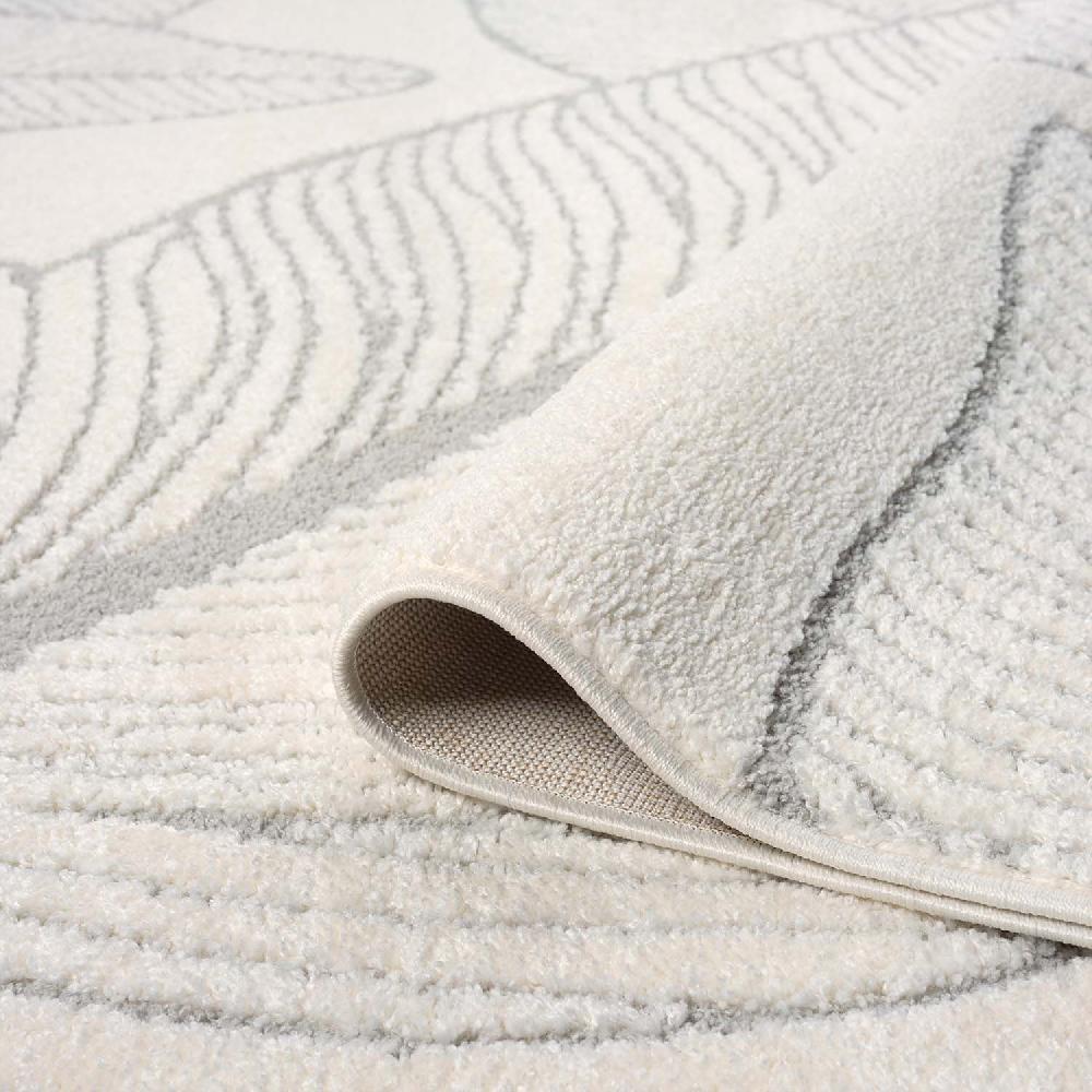 Deco Tapis Tapis LEAF Rond à Motifs Feuillage En Relief