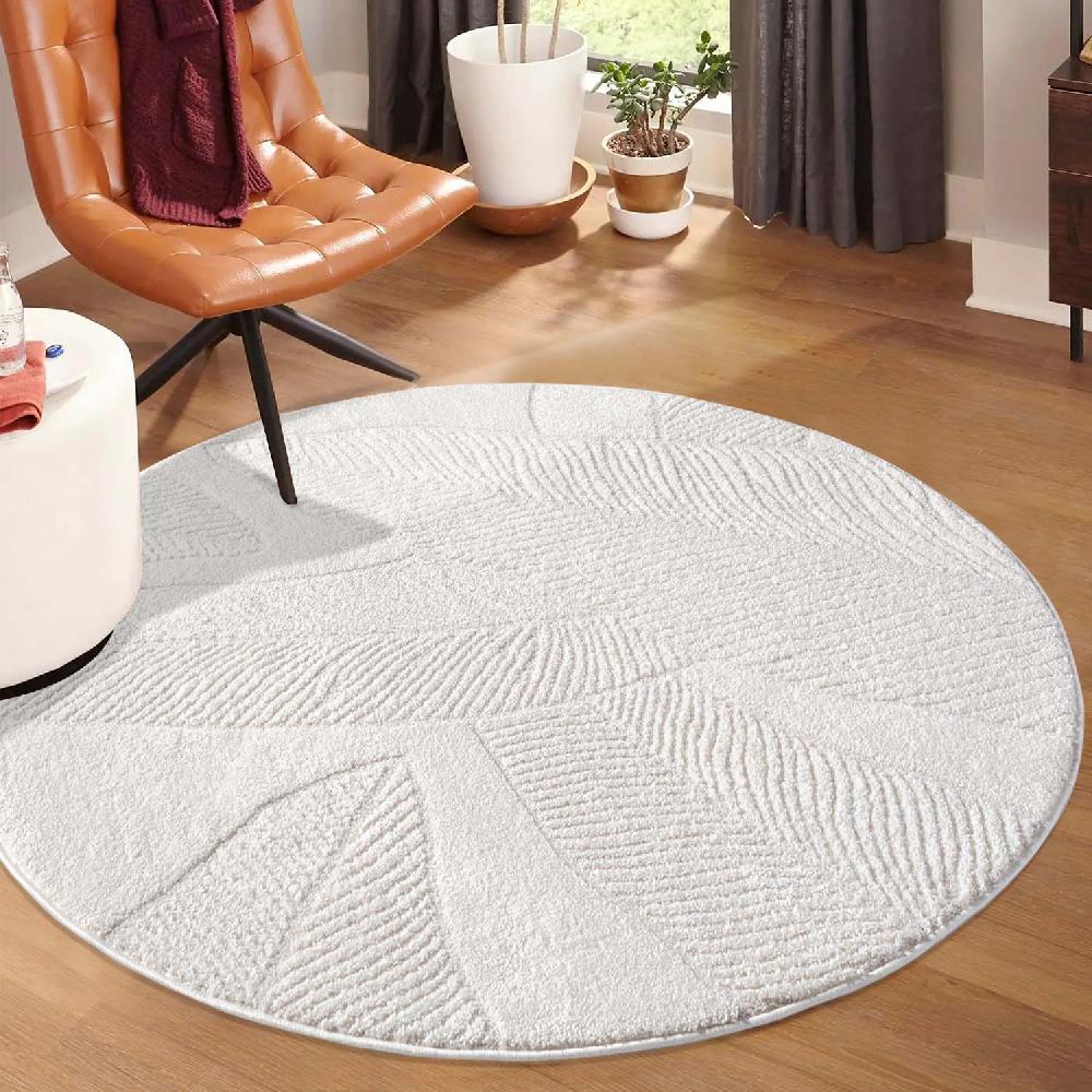 deco tapis Tapis LEAF Rond à motifs feuillage en relief