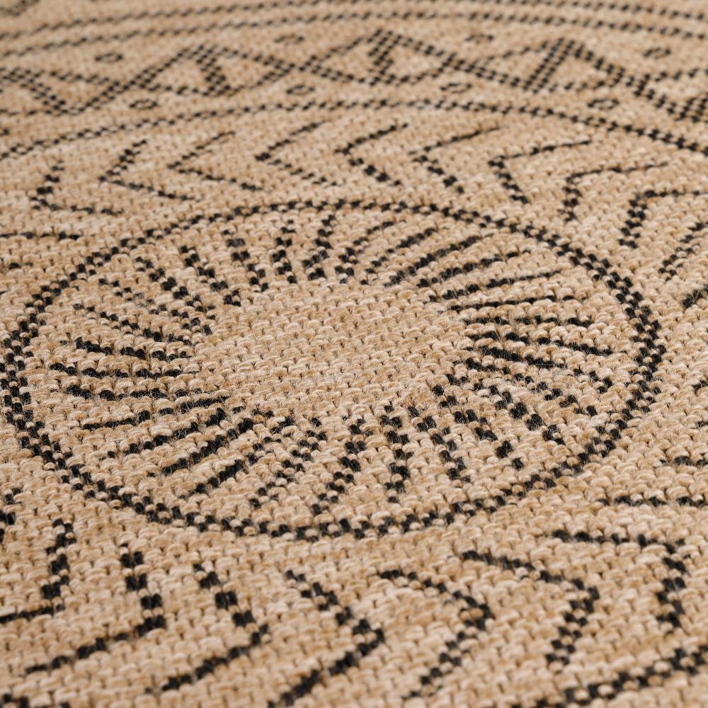 Deco Tapis Tapis Naturel Aspect Jute Motifs Géométrique Beige Et Noir