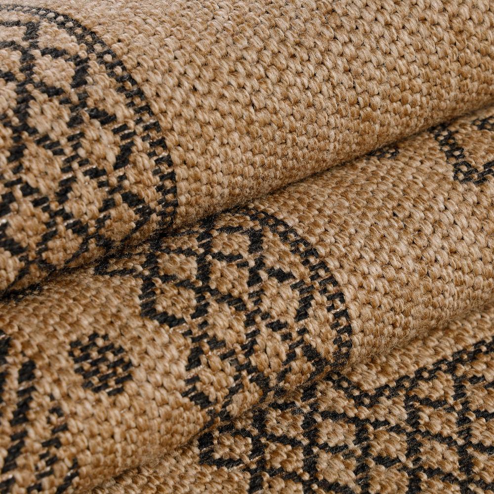 Deco Tapis Tapis Naturel Aspect Jute Motifs Géométrique Beige Et Noir