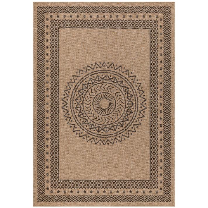 deco tapis Tapis Naturel aspect jute motifs géométrique Beige et Noir