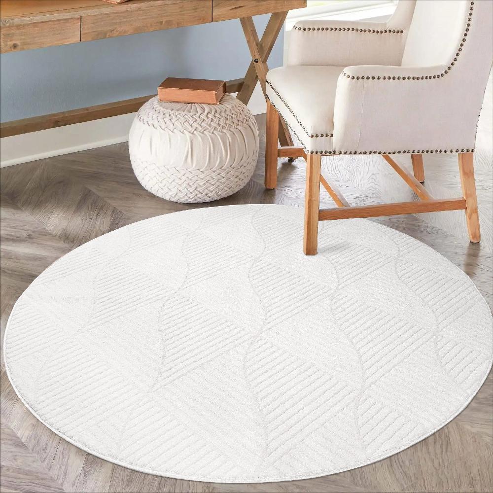 deco tapis Tapis Rond à motifs géométriques en relief