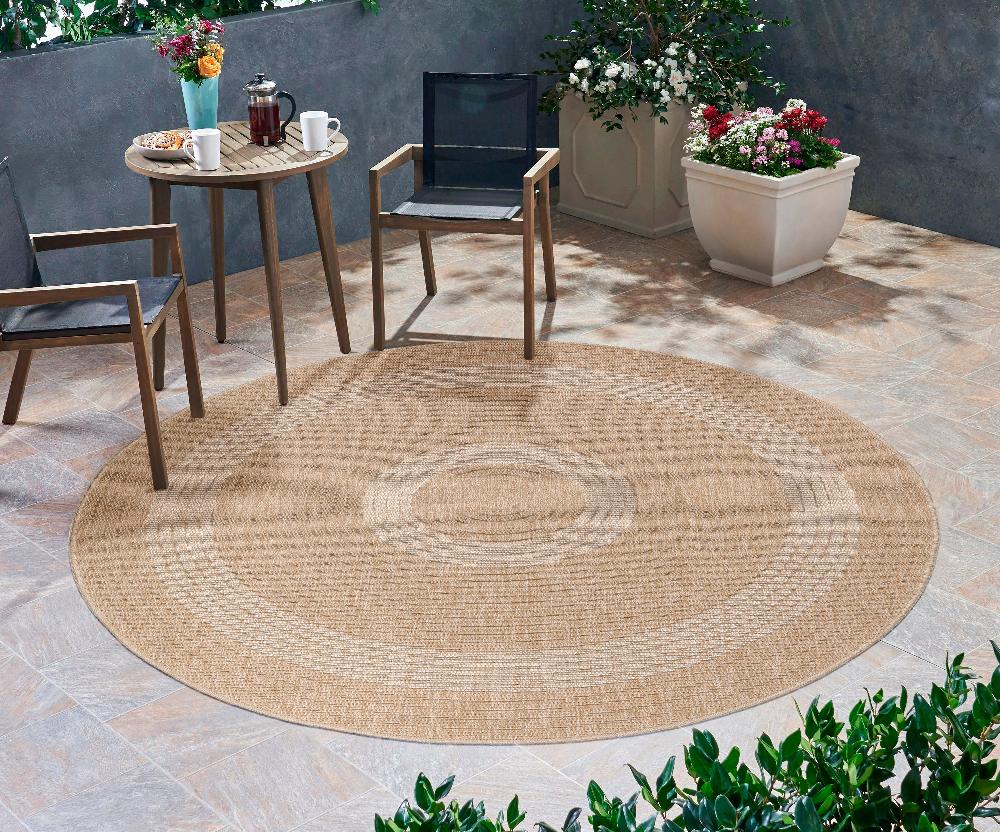 Deco Tapis Tapis Rond Naturel Aspect Jute Beige Crème