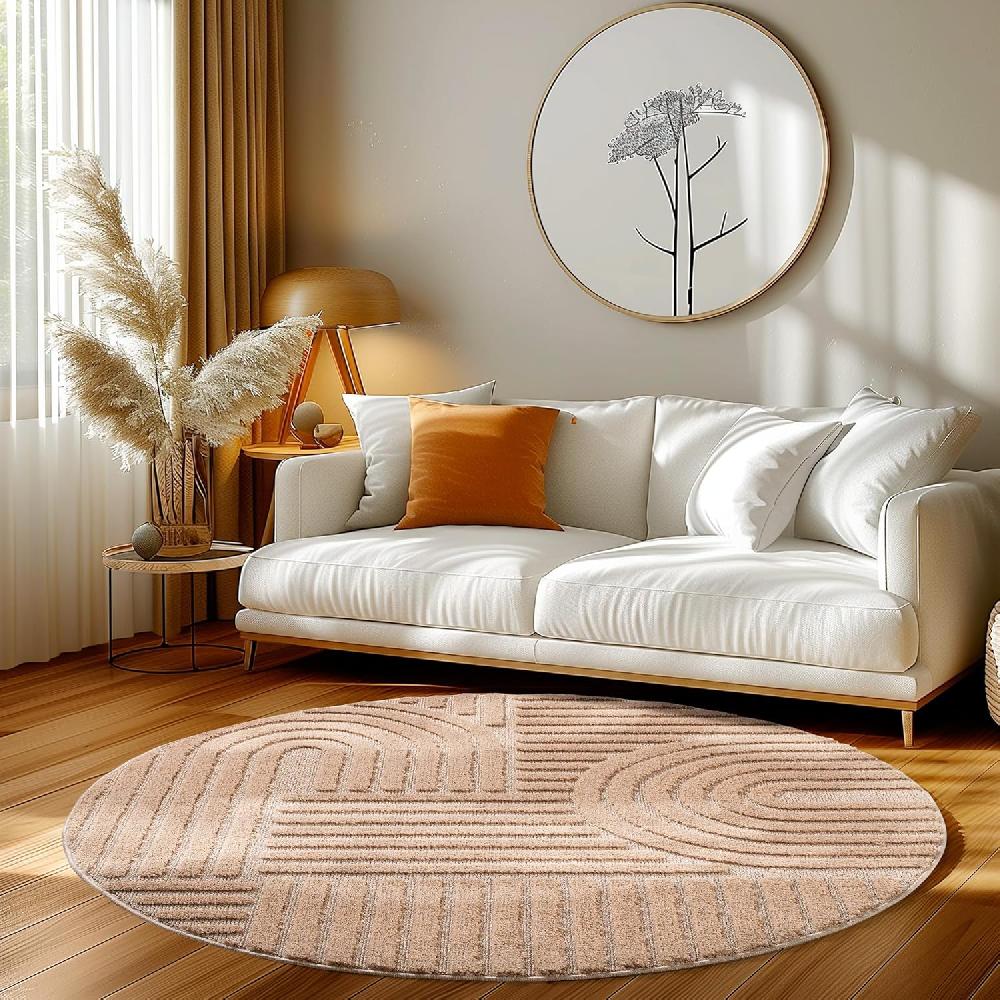Deco Tapis Tapis Rond Unicolore Avec Motifs Effet Relief