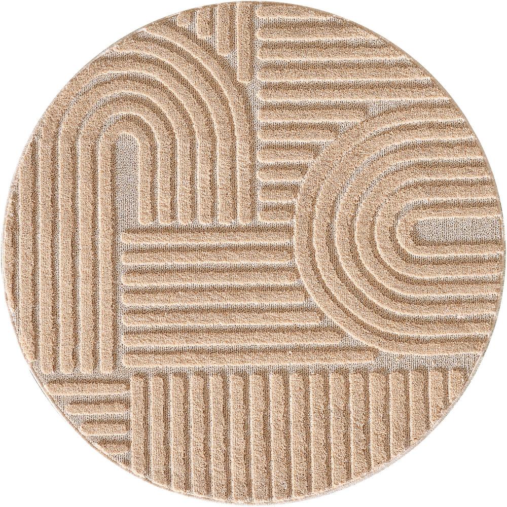 deco tapis Tapis Rond unicolore avec motifs effet relief