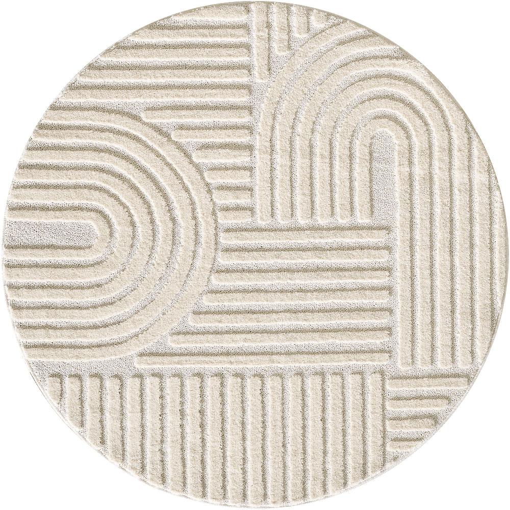 deco tapis Tapis Rond unicolore avec motifs effet relief