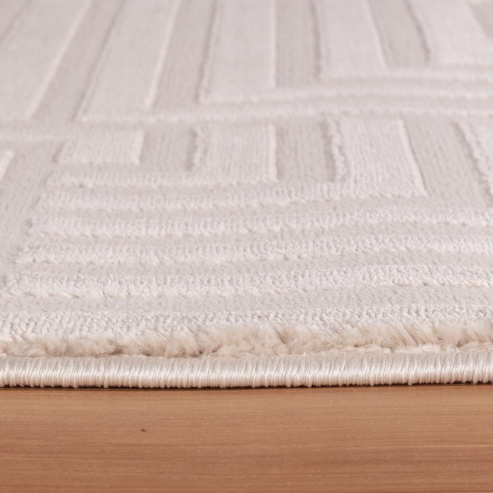 Deco Tapis Tapis Salon Beige Laineux à Motif En Relief ASWAN